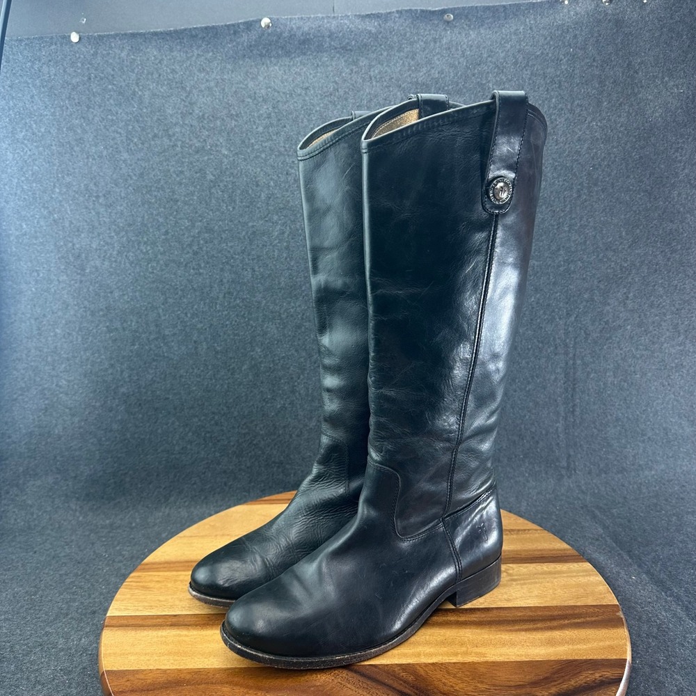 Frye Melissa Button 2 Equestrian-Inspired Tall Women's 8.5B Leather Boots-Black - Picture 5 of 10
